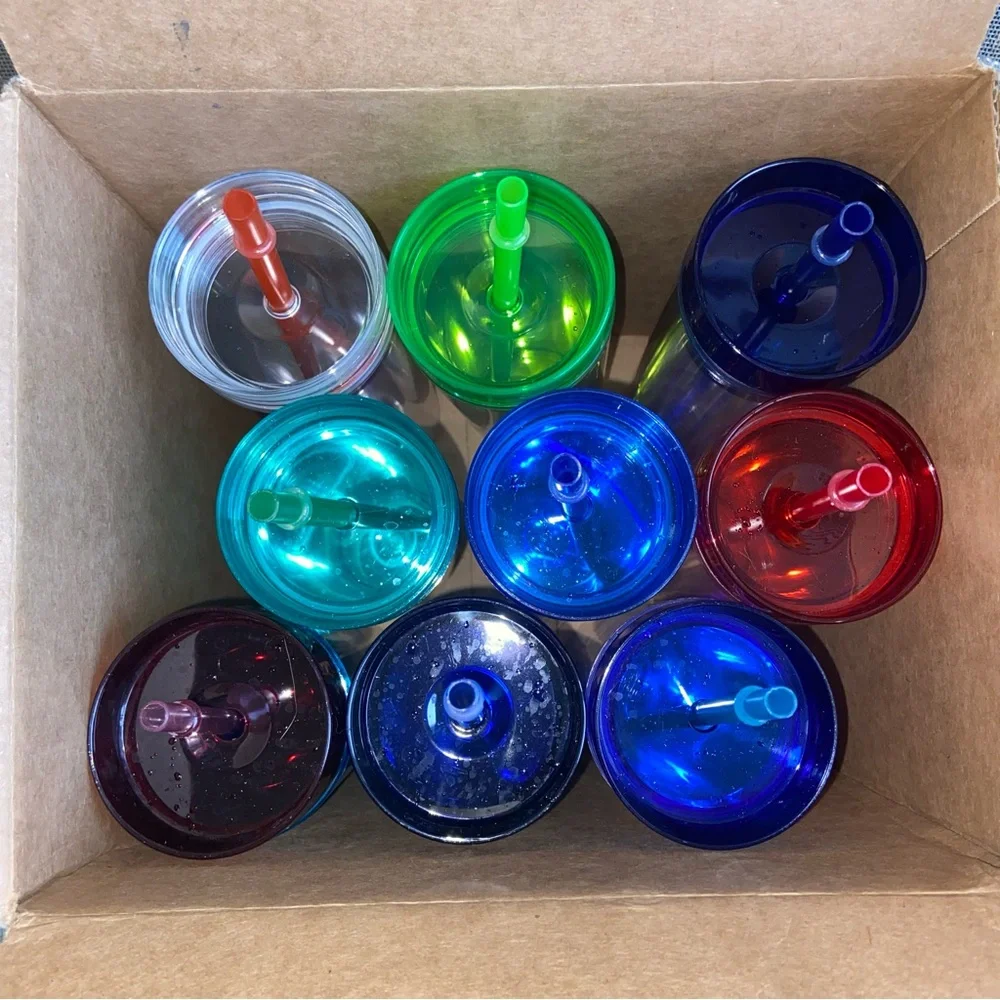 Mixed Brands of Colorful Tumbler w/9pcs. & Straws-Used w/Some Lite Wash & Wear